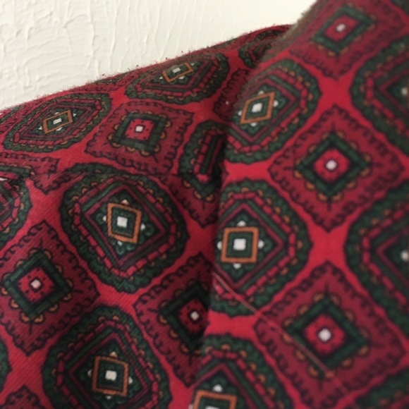 Vintage 70s 80s Schrader Sport Double Breasted Pleated Secretary Dress Red Green - Picture 8 of 10